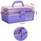 12'' Three-Layer Clear Plastic Storage Box/Tool Box, Multipurpose Organizer and Portable Handled Storage Case for Art Craft and Cosmetic (Purple)